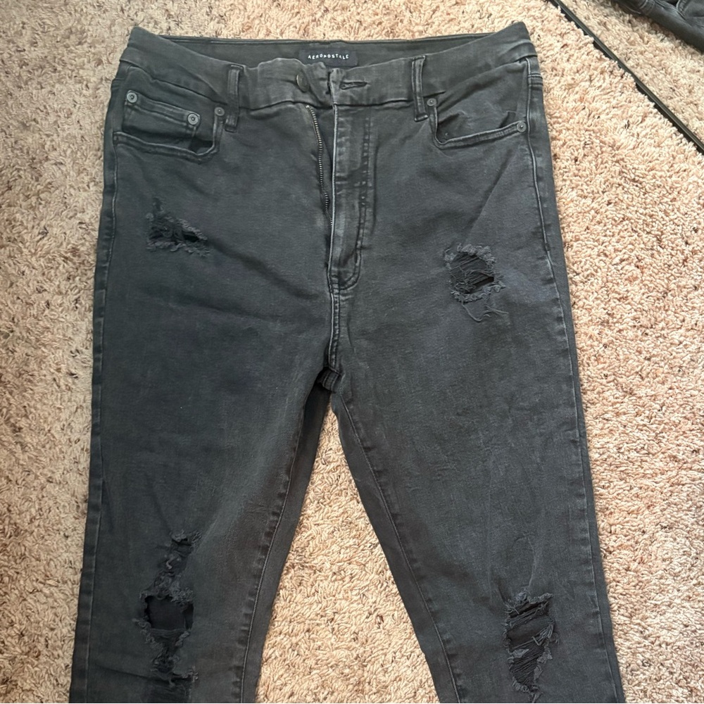 Aeropostale Charcoal Distressed Skinny Jegging